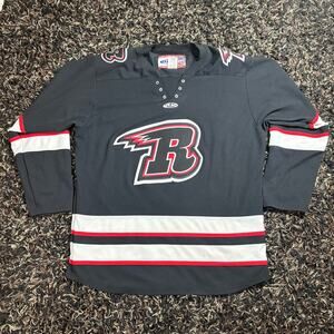 Athletic Knit Rapid City ECHL Black White Mens Sz XL Hockey Jersey Preowned
